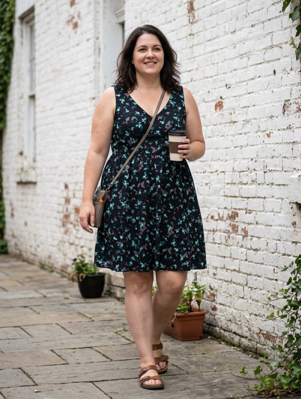 Torrid Women's Fit & Flare Black Butterfly Floral Sundress Dark Cottagecore